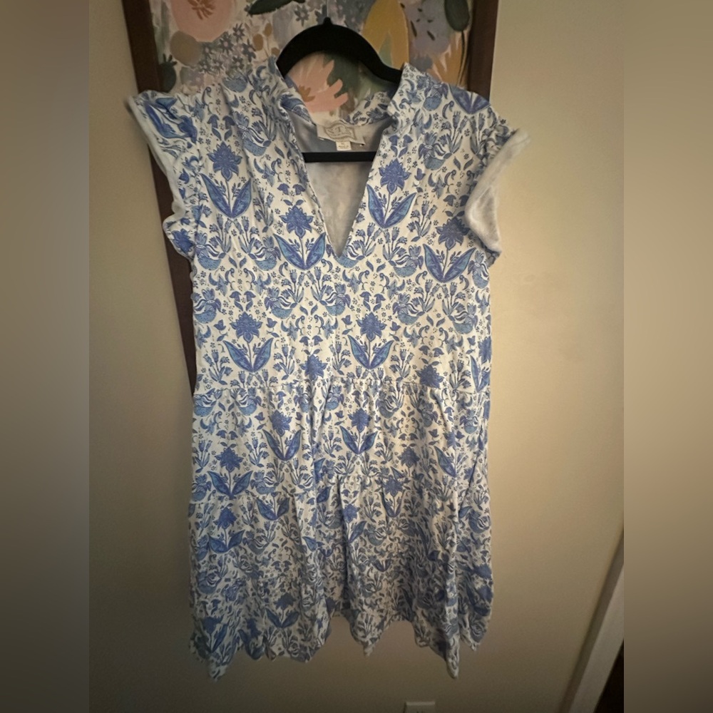 Blue and White Batik Printed Dress